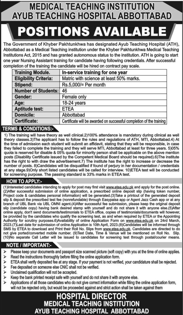 Ayub Teaching Hospital Jobs