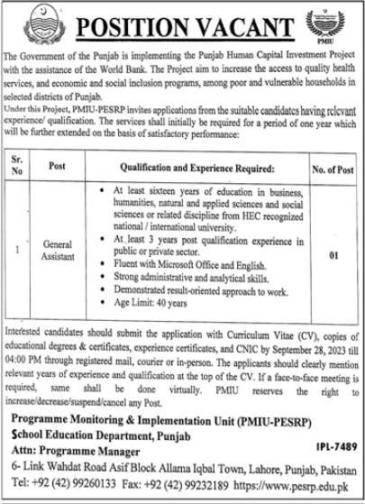 Punjab Recruitment 2023 School Education Department Govt Jobs