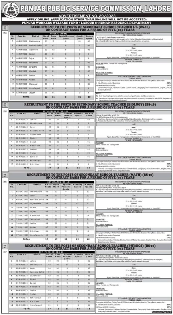 PPSC Latest Jobs 2023 Recruitment (956+ seats) || PPSC Jobs 2023: Apply Now! (Latest Advt 29, 30)