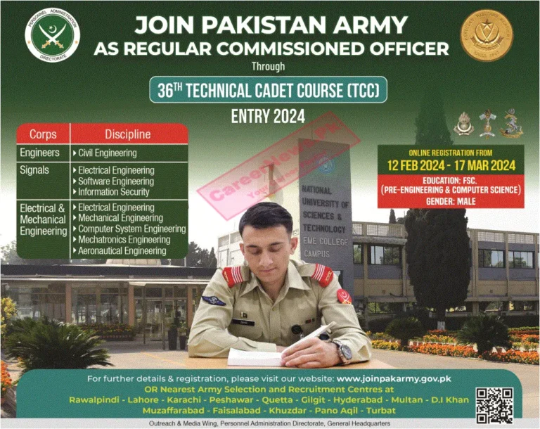 Join Pakistan Army as Regular Commissioned Officers - 36th TTC Entry 2024