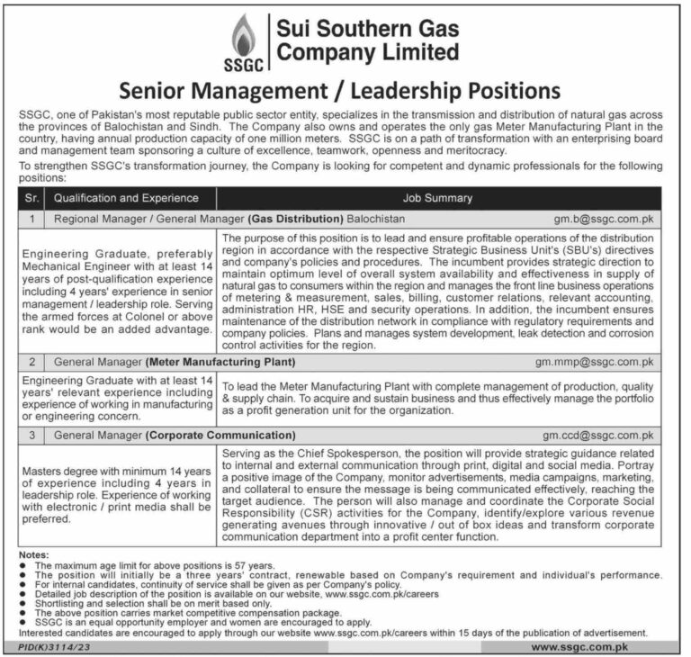 Sui Gas Jobs 2024 - Sui Southern Gas Company (SSGC) Apply Online