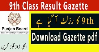 9th Class Gazette Punjab Board