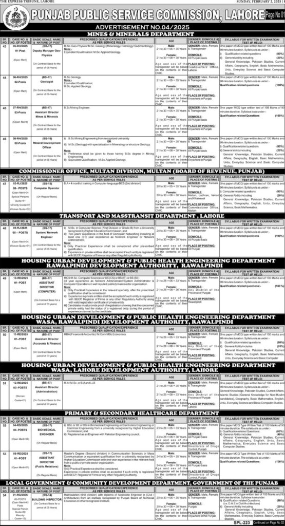 Latest PPSC Jobs February 2025 Advertisement No. 03 and 04 | Apply Online